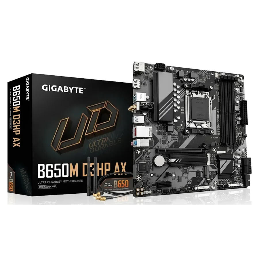 đź”§ Board Gigabyte B650M D3HP AX | AM5 Micro-ATX | DDR5 | Wi-Fi 6E + Bluetooth | HDMI + DisplayPort | M.2 PCIe 4.0 | USB-C | Pereira