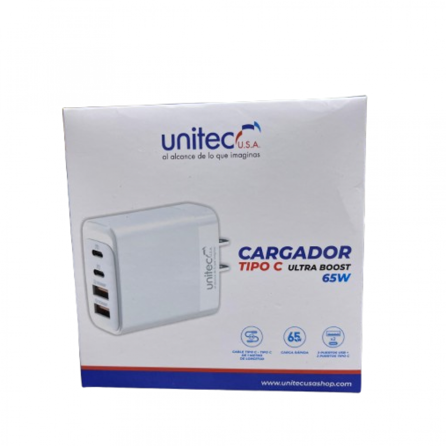 Cargador tipo C 65W Unitec Blanco