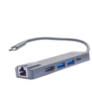 Adaptador Multifuncional 5 en 1 Unitec (USB-Tipo C - RJ45 - HDMI)