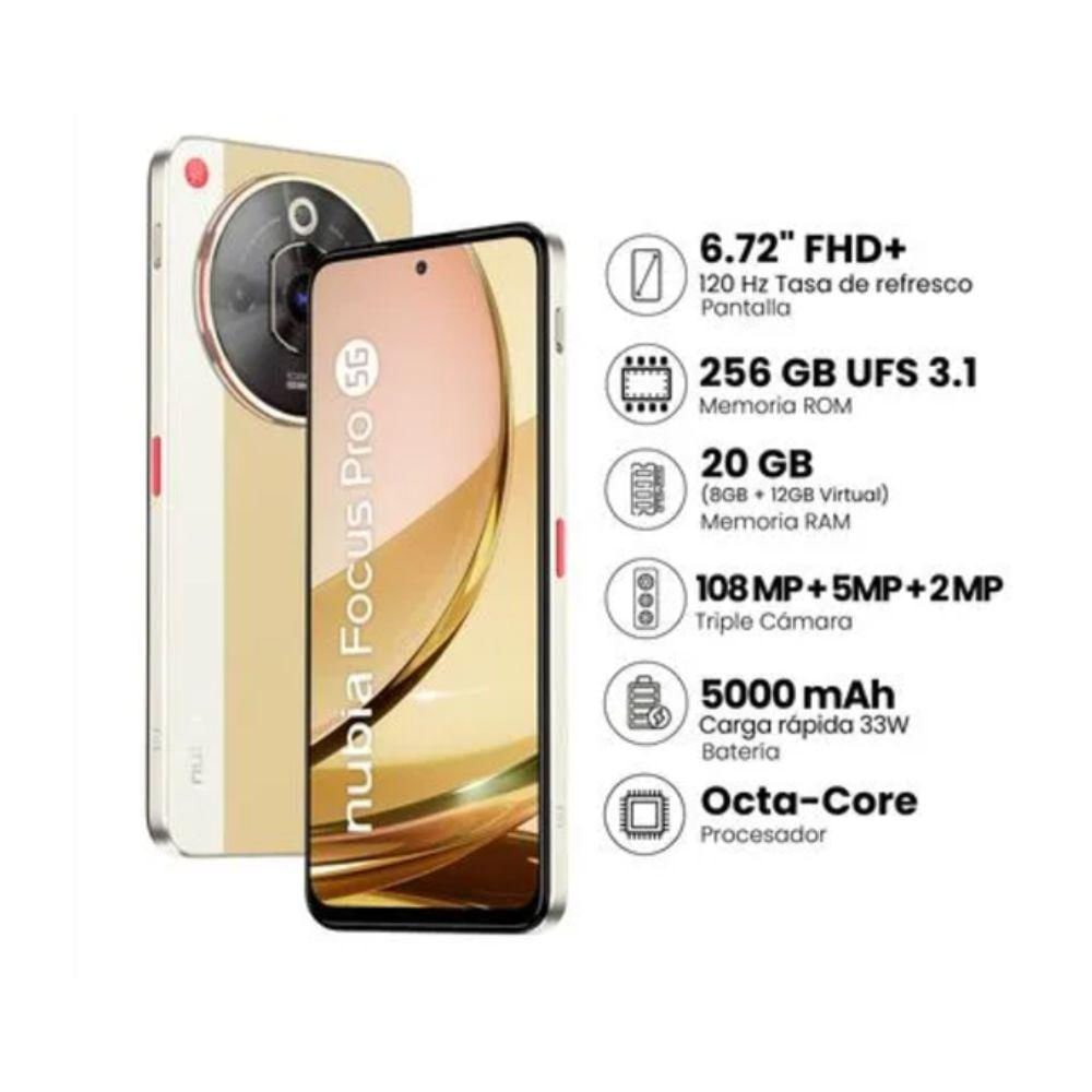 ZTE Nubia Focus Pro 5G | 8GB/256GB | Dorado, Negro - Imagen 4