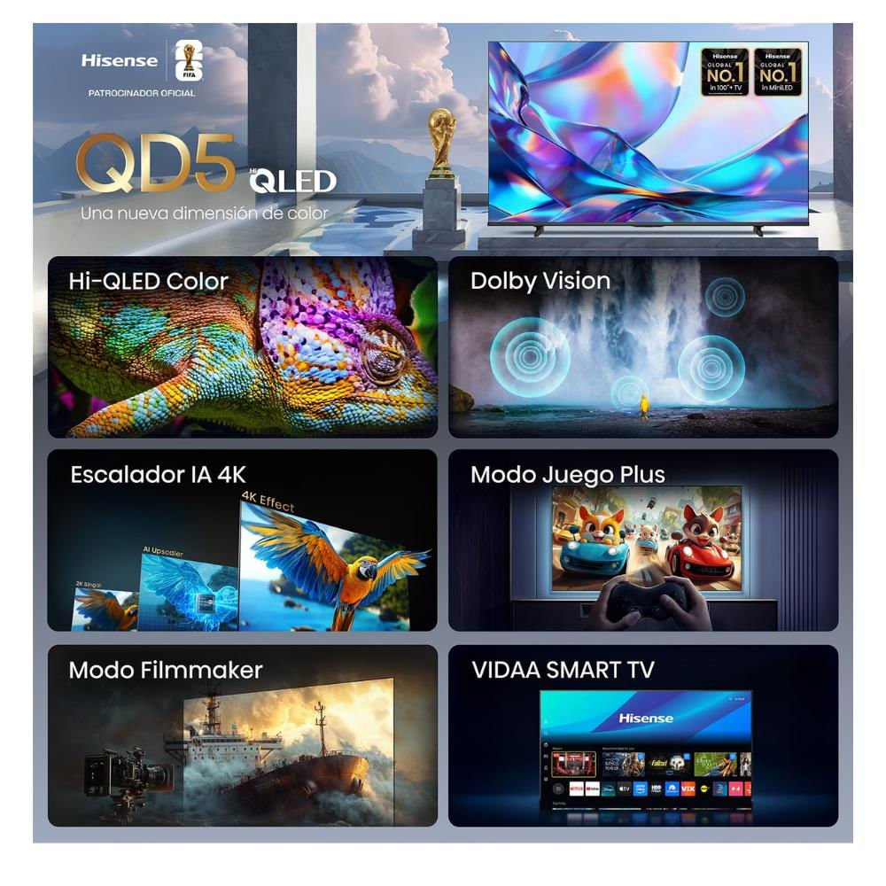 Televisor Hisense 55" | Hi-QLED 4K | Smart TV | 55QD5SV - Imagen 2