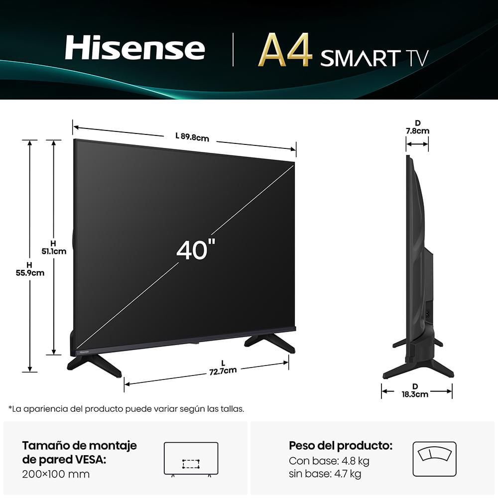 Televisor Hisense 40" | Full HD LED | Smart TV | 40A4NV - Imagen 3