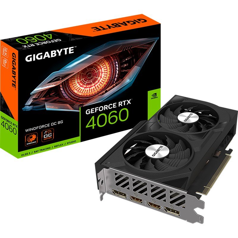 Tarjeta Gráfica GIGABYTE GeForce RTX 4060 WINDFORCE OC | 8GB GDDR6