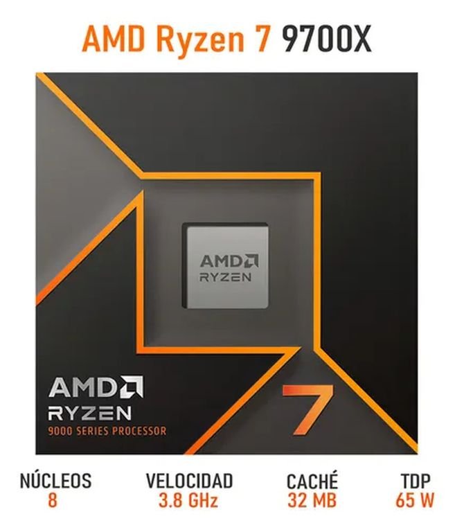 Procesador AMD Ryzen 7 9700X | AM5 | 8 núcleos 16 hilos | hasta 5.5 GHz
