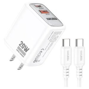 Cargador Kakusiga 20W PD + QC 3.0 | USB y Tipo C con Cable
